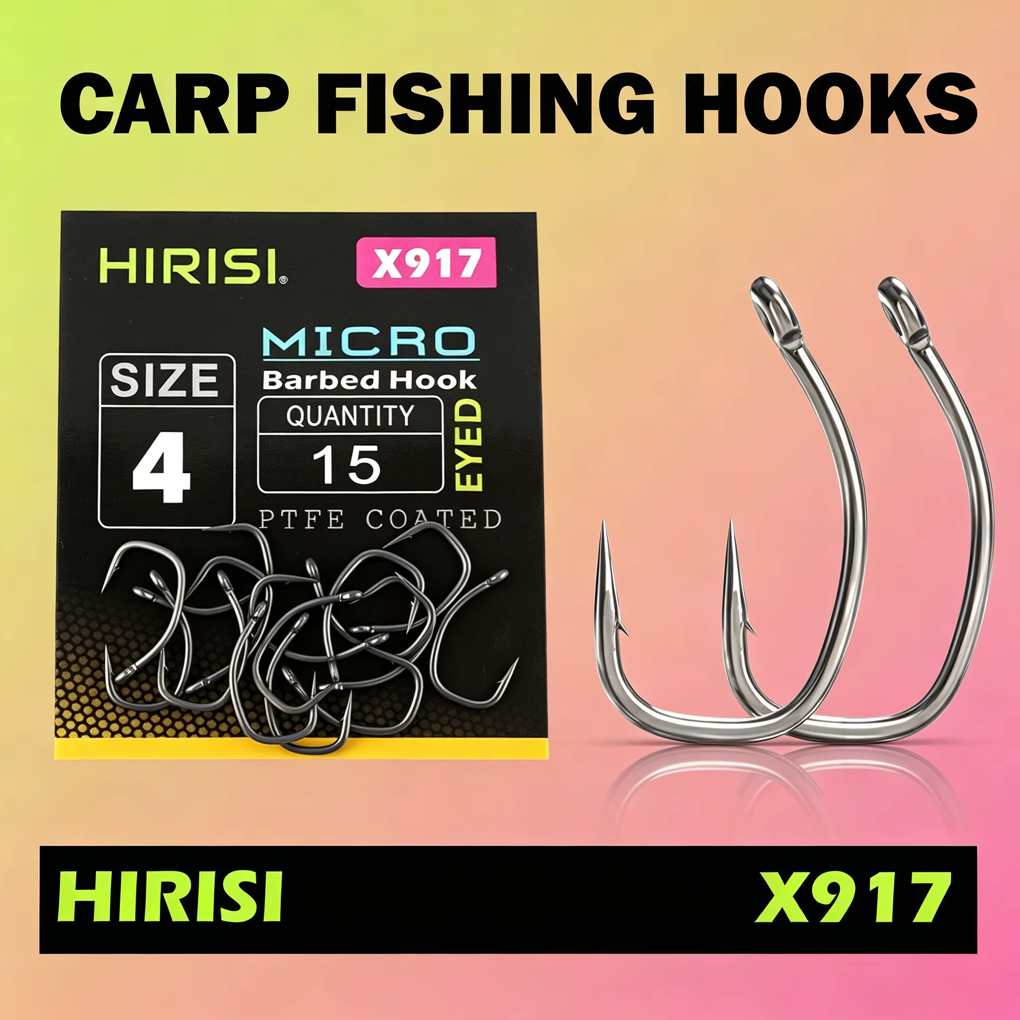 Anzuelos Carpa Hirisi con Microespinilla – Acero Carbono PTFE - imagen 3