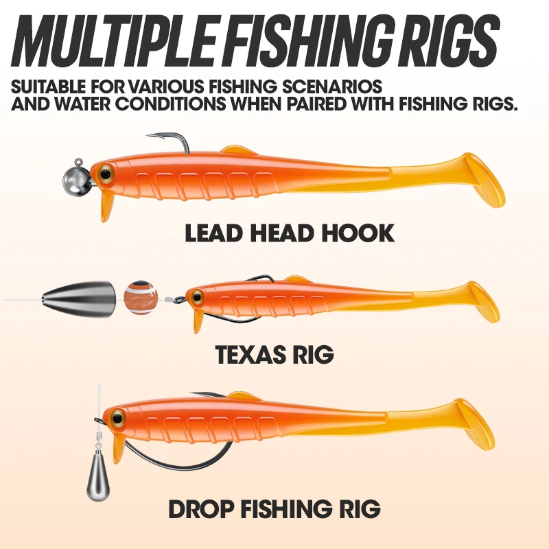 Señuelo blando Minnow T de cola Swimbait biónico multicolor ojos 3D - imagen 5