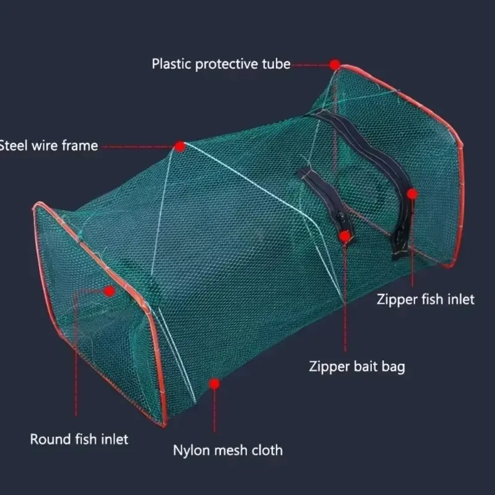 Trampa para peces rectangular portátil de malla de nailon plegable - imagen 3