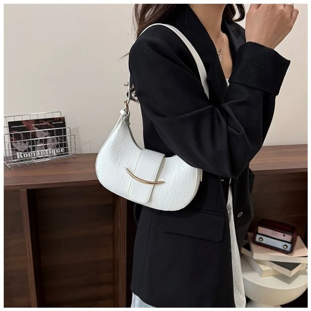 Bolso bandolera cuero PU forma de luna, gran capacidad