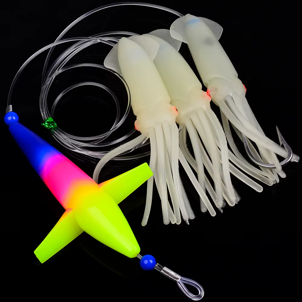 Señuelo de pesca Katyusha luminoso de silicona con forma de calamar - imagen 5