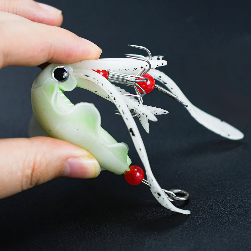 Señuelo de calamar luminoso de silicona suave con triples - imagen 2