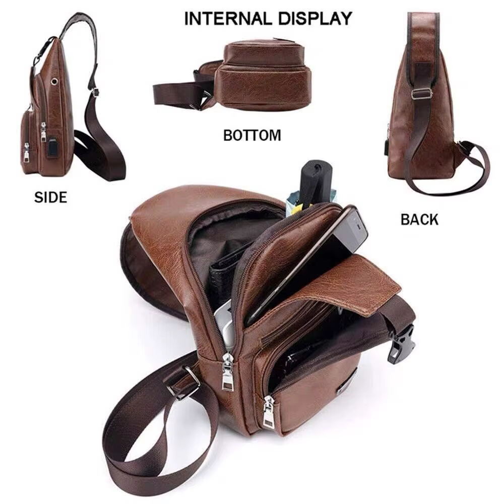 Bolso bandolera masculino en uso activo al aire libre