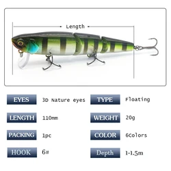 JEKEKU Swimbait articulado Minnow hundimiento para trucha y lucio