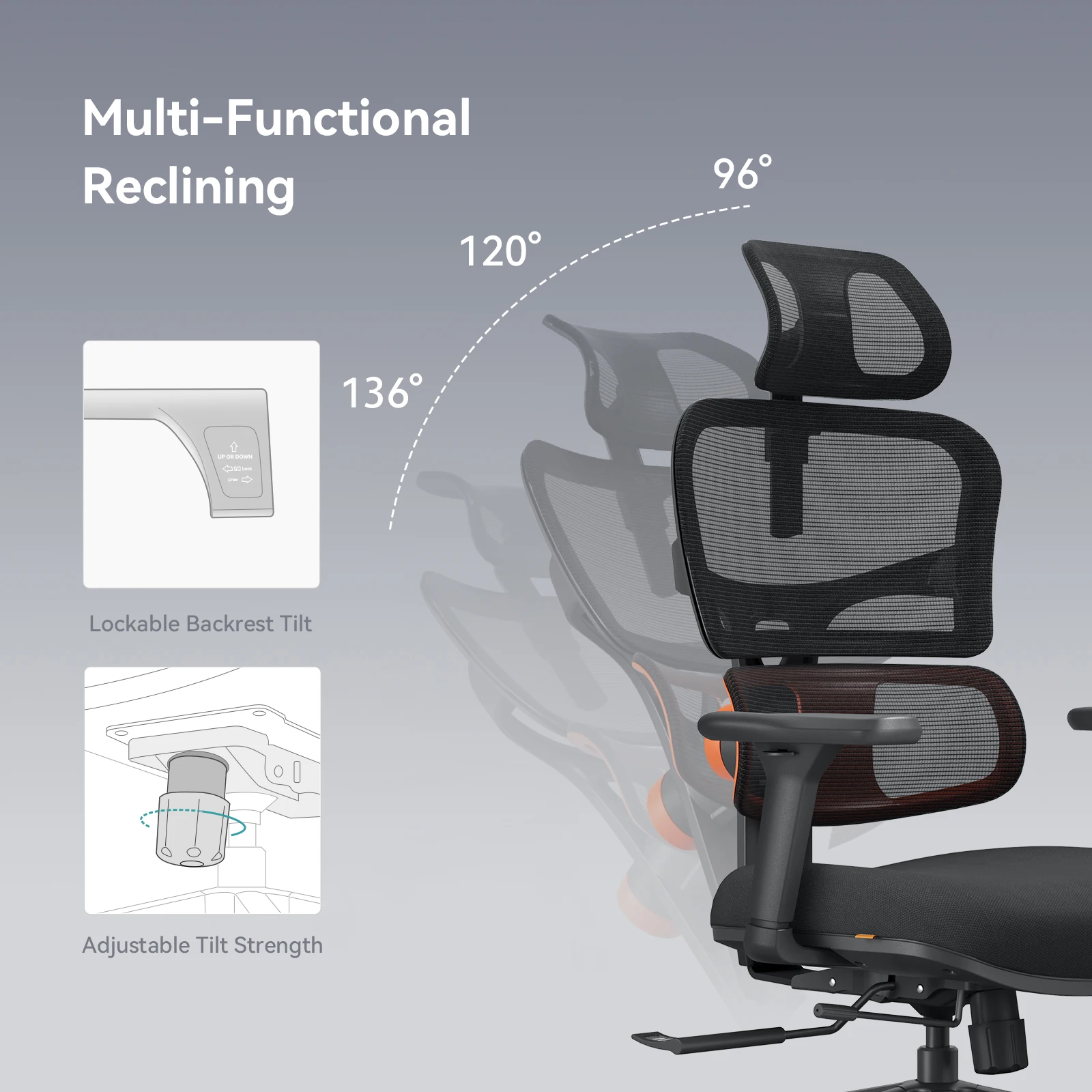 Silla ergonómica NEWTRAL NT001 con soporte lumbar y reposacabezas - imagen 2