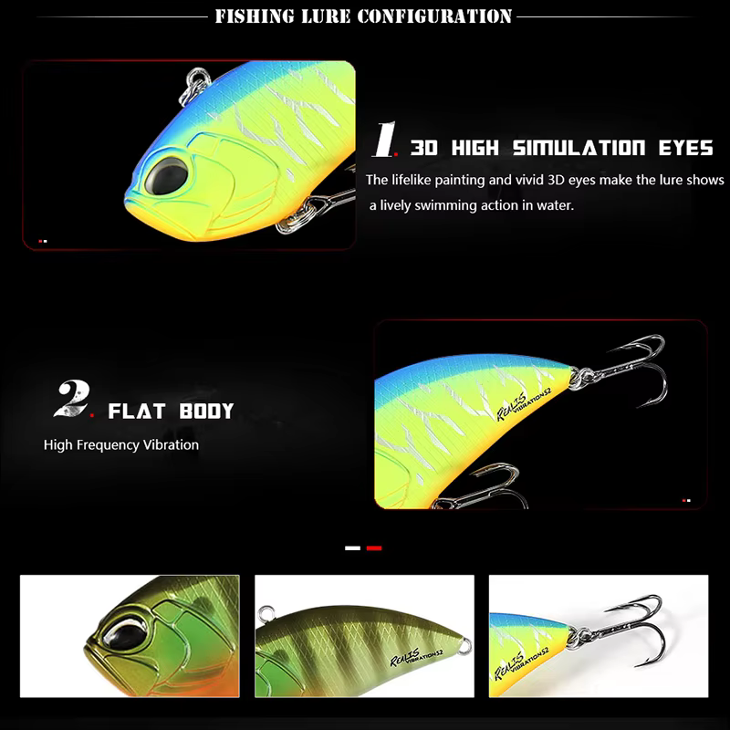 Señuelo VIB con sonajero – Crankbait sin labios para lubina y perca - imagen 4