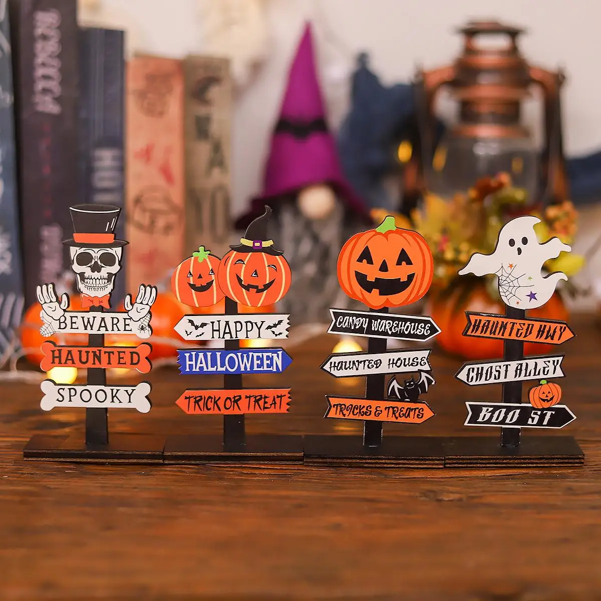 Adornos de madera Halloween 2026: calabaza y fantasma para escritorio - imagen 5