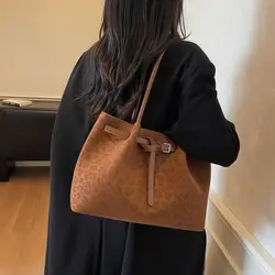 Bolso de hombro de cuero PU retro gran capacidad color sólido