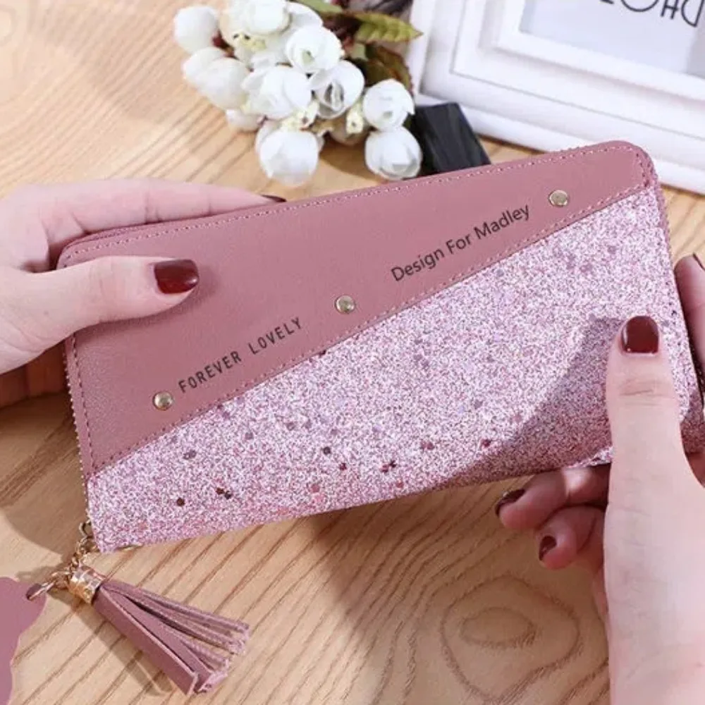 Cartera larga de piel PU para mujer con correa de muñeca - imagen 3