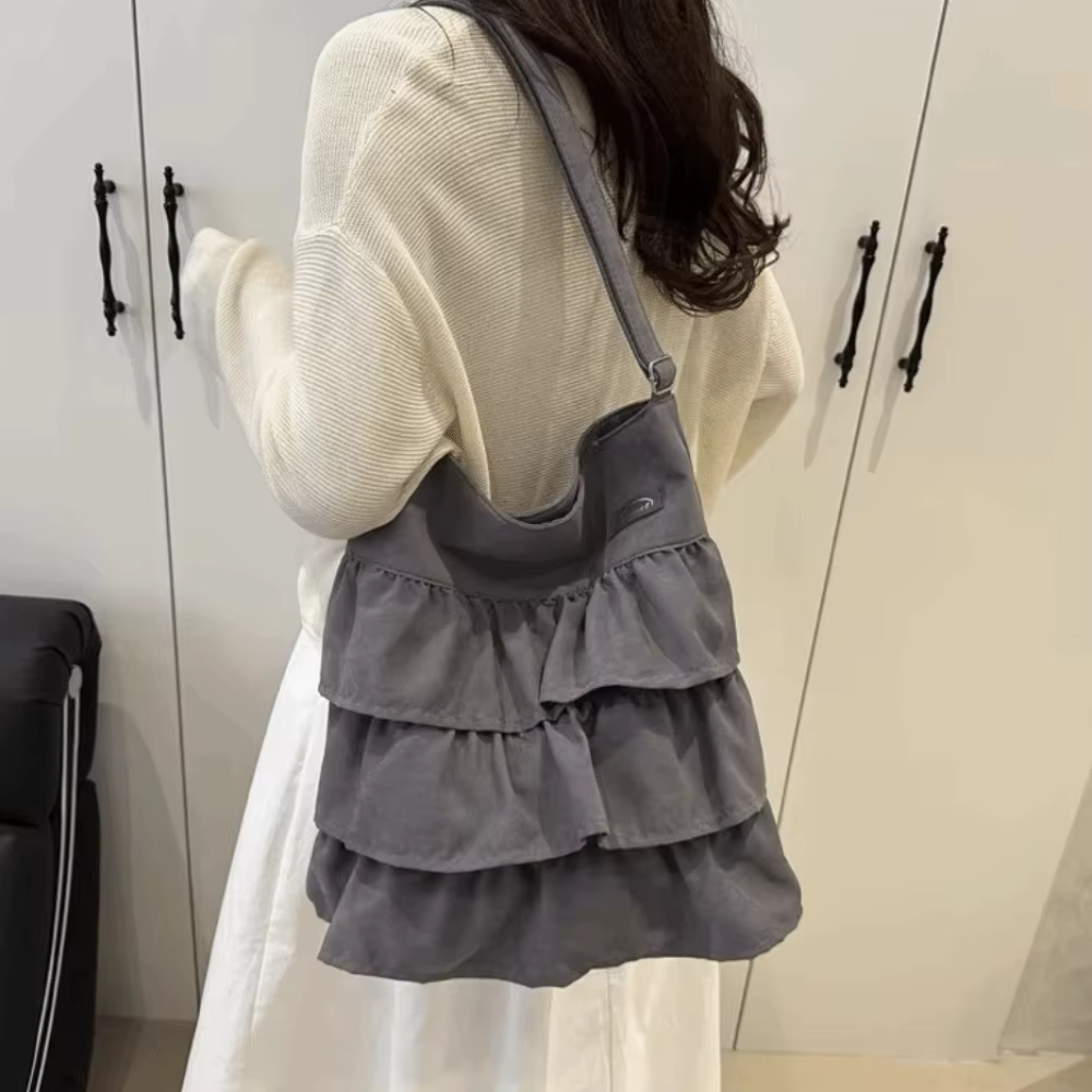 Bolso Tote de Tela con Volantes en Capas – Ligero y Espacioso - imagen 4
