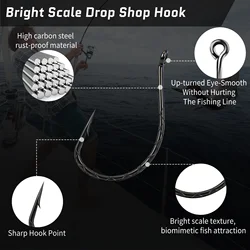 FishTrip Anzuelos Wacky de acero alto carbono para lubina con púas
