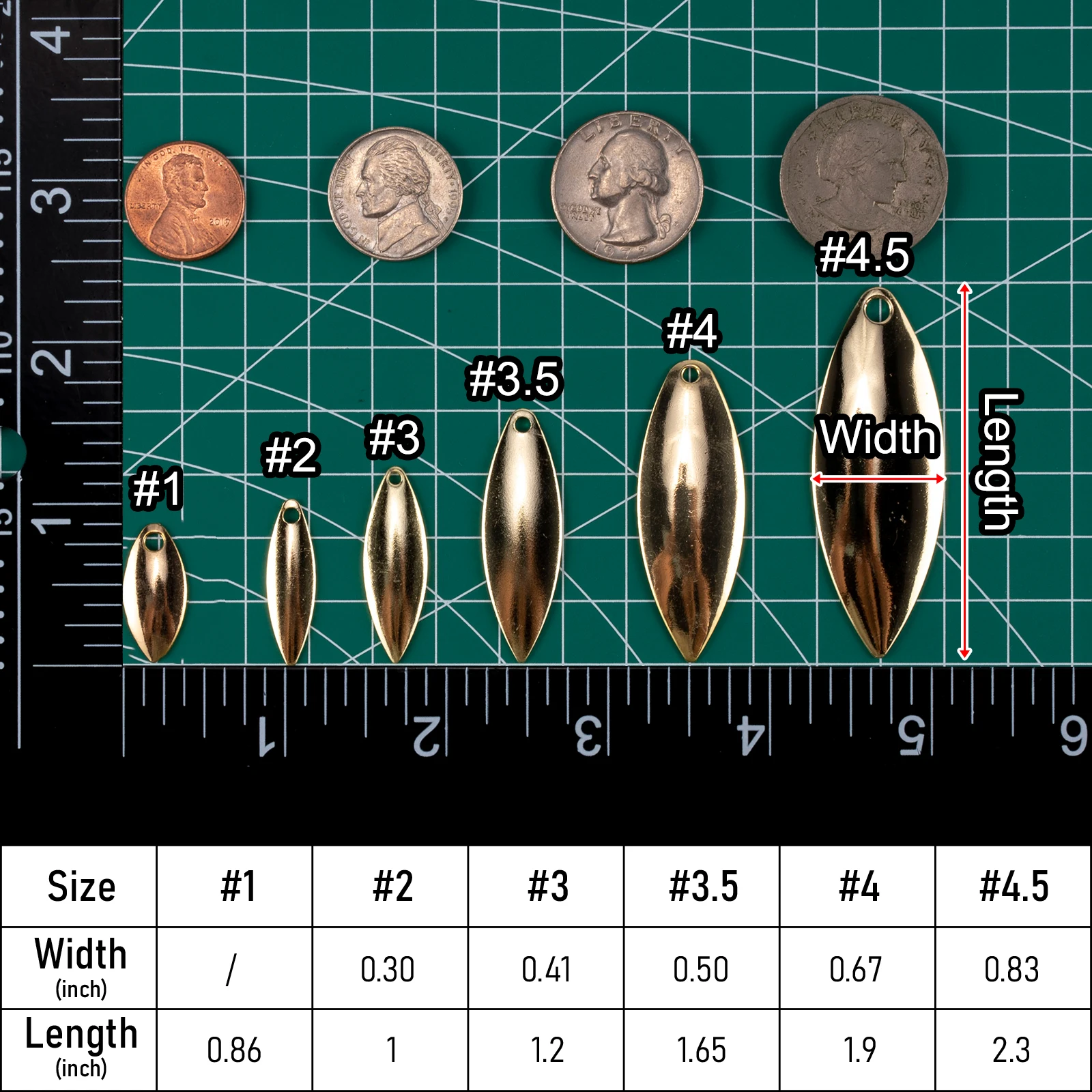 Acabado dorado y plateado de cuchillas para spinnerbait