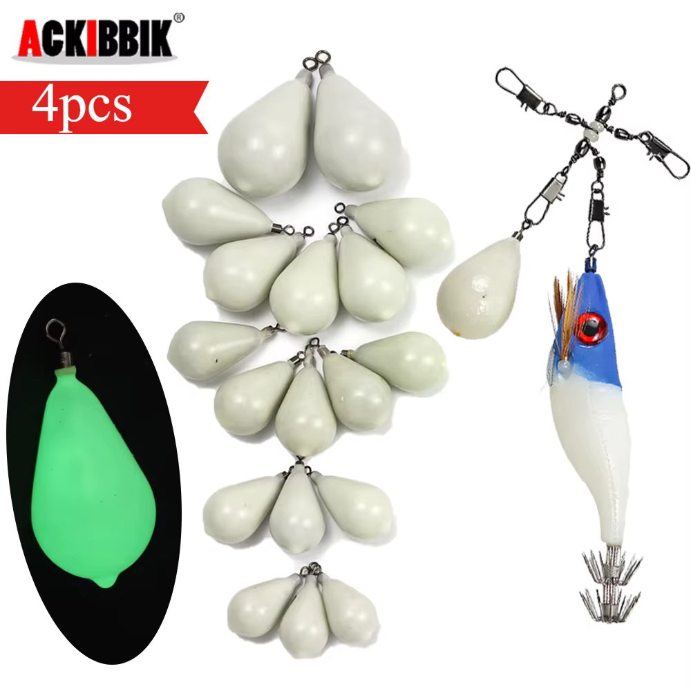 Plomos Luminosos ACKIBBIK en Forma de Pera – Pesca de Calamar y Pulpo - imagen 5