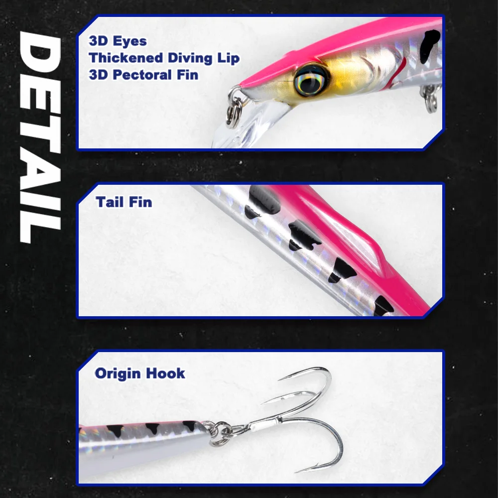 D1 Jerk Minnow Jerkbait flotante de largo alcance – Lubina y lucio - imagen 4