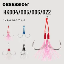 OBSESSION Anzuelos doble asistencia plumas – Acero carbono 1/0-4/0