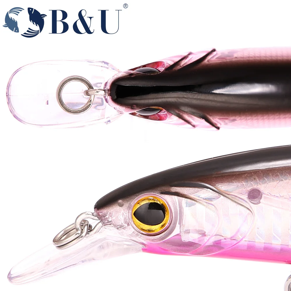 Minnow flotante B&U - Señuelo duro para agua salada con anzuelos triples - imagen 3