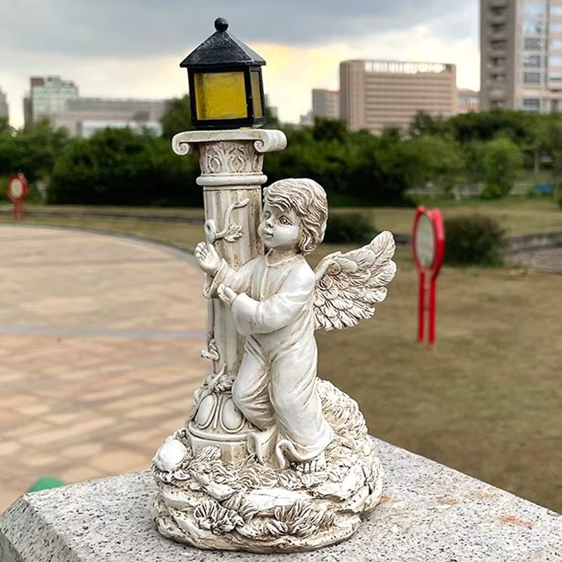 Pesca decorativa: Lámpara Solar para Jardín - Ángel en Columna Romana - imagen 3