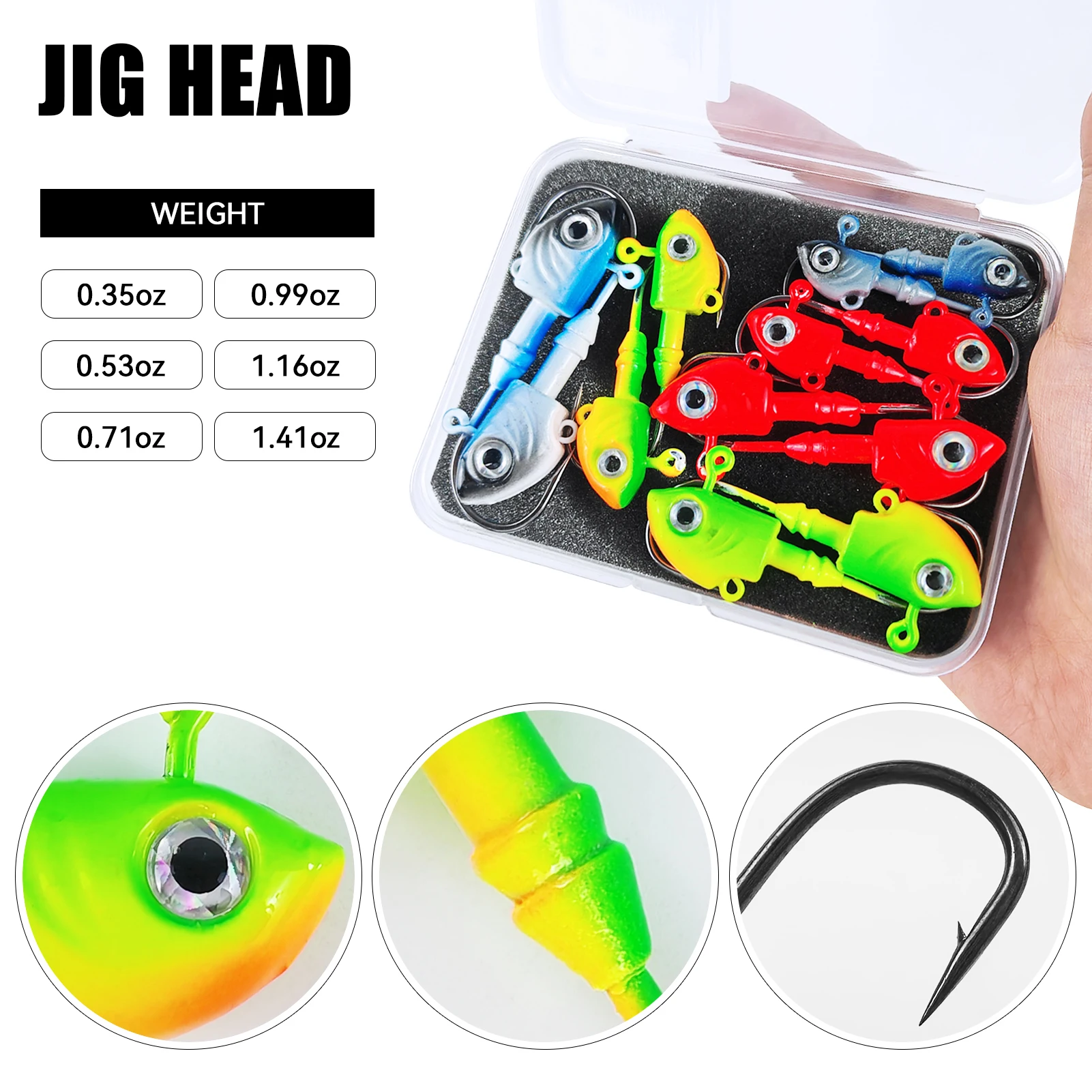 FREE FISHER Cabezas de jig con anzuelo para vinilo – agua salada - imagen 5