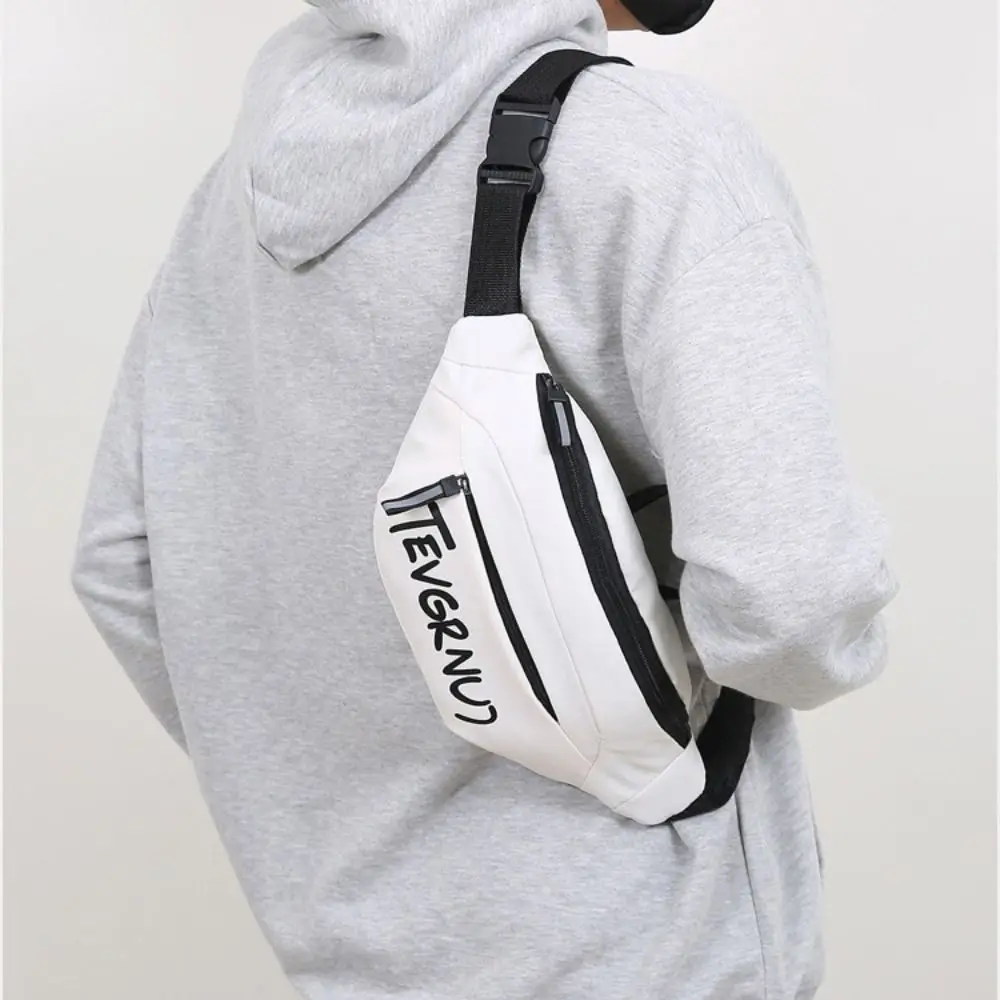 Riñonera de nylon y poliéster multibolsillos – Negro/Blanco - imagen 2