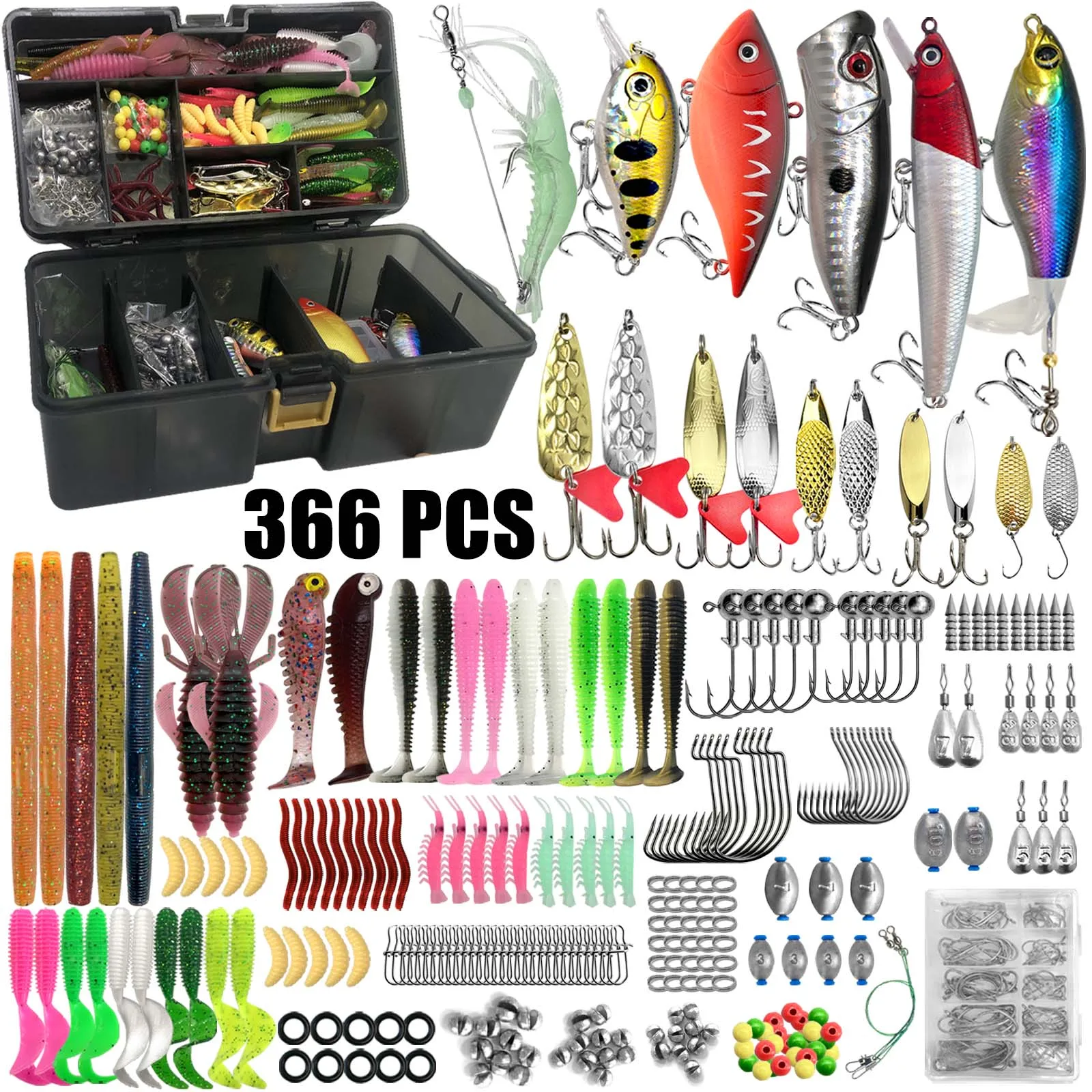Kit de señuelos para trucha y lucioperca en caja de pesca
