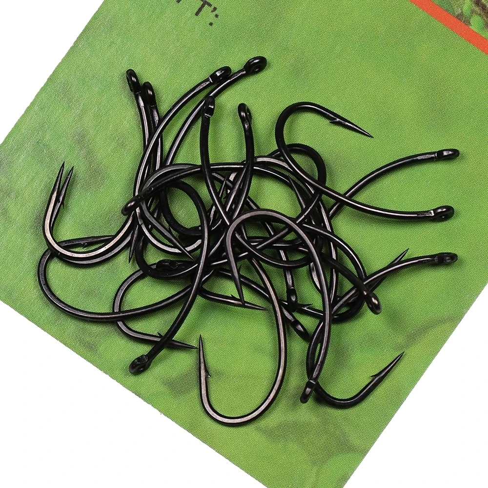 Anzuelos de pelo para carpa de acero carbono negro mate con púa - imagen 5