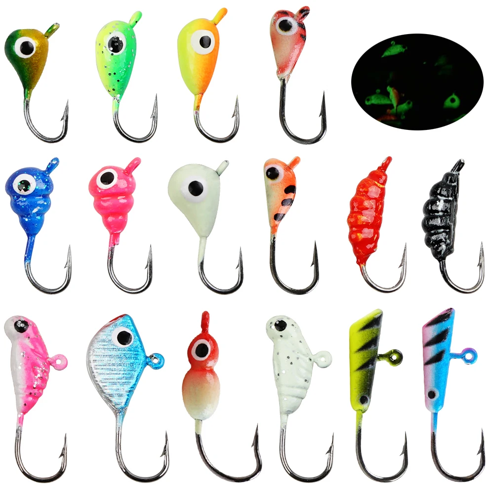 Kit de señuelos jig head luminosos para hielo