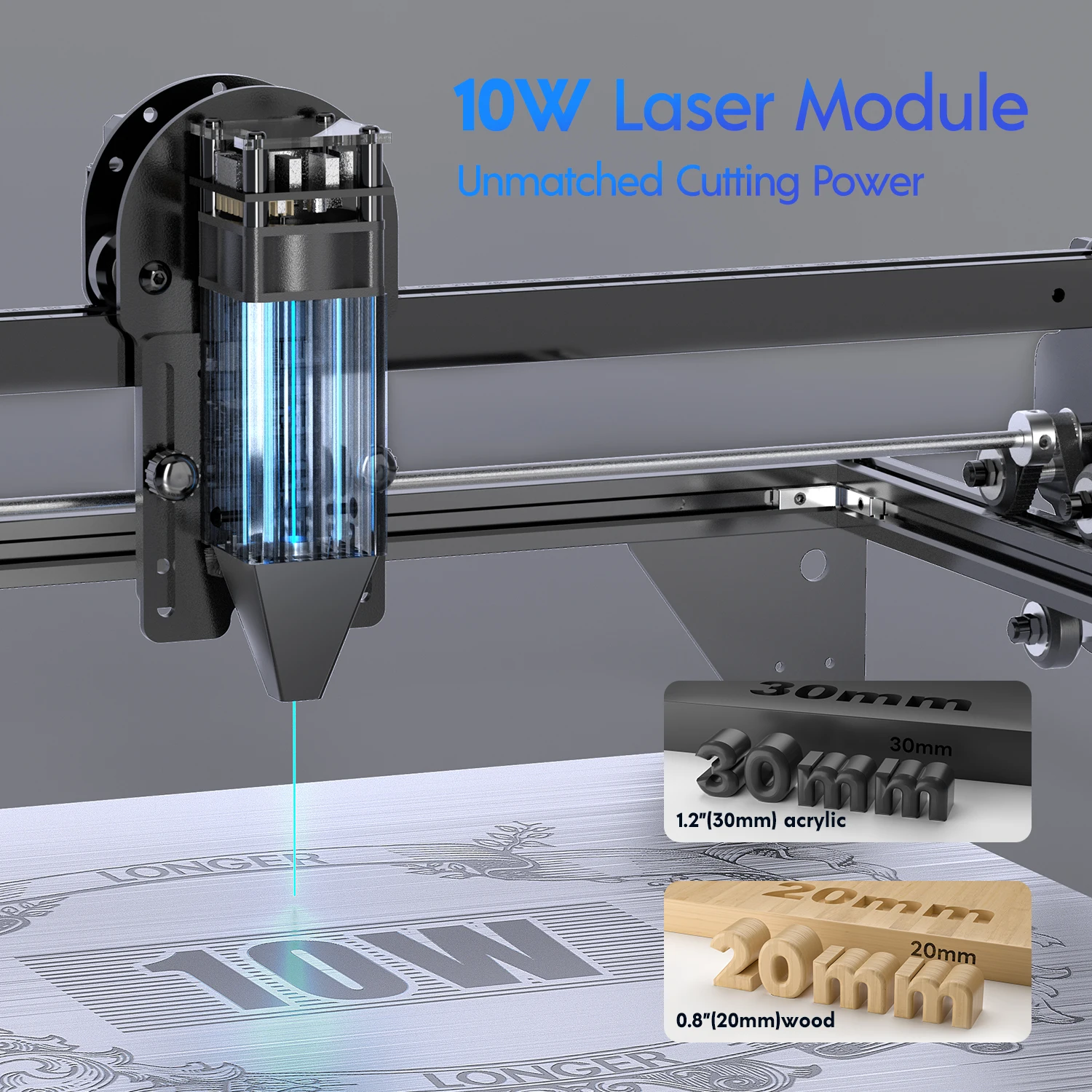 Grabador láser LONGER RAY5 10W – Pantalla táctil y control por app - imagen 4