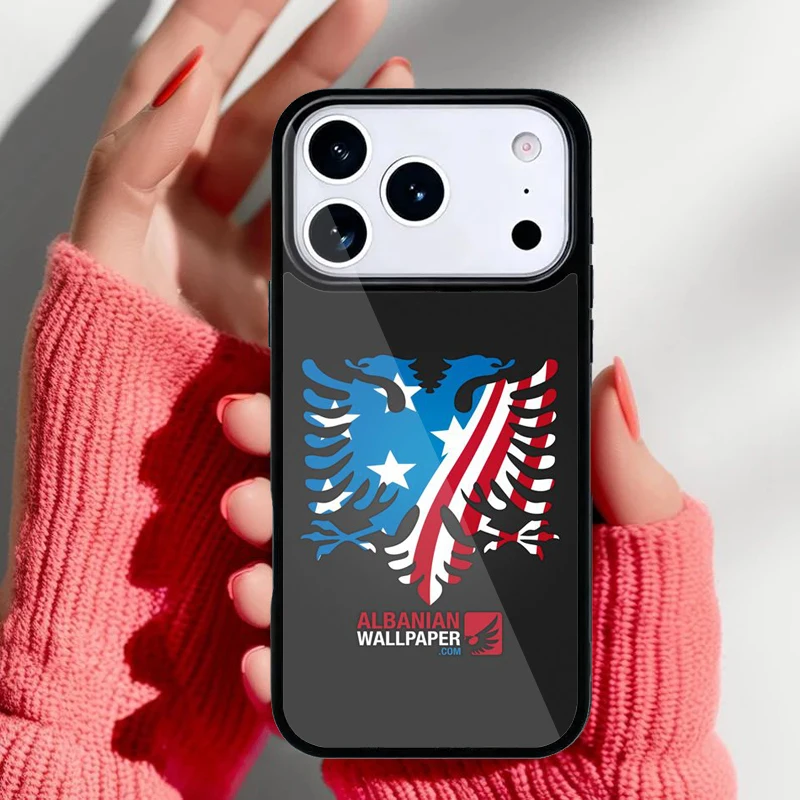 Funda para iPhone con la bandera de Albania y el águila negra de doble cabeza