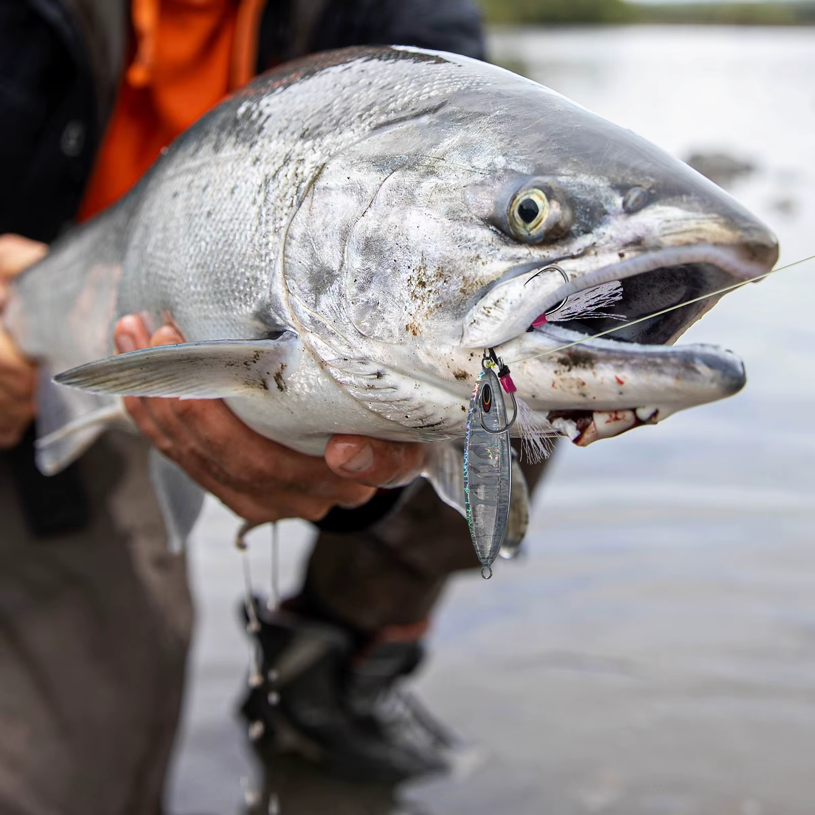 Anzuelos dobles de pesca con lentejuelas brillantes uso en agua