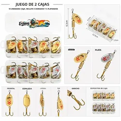 Erchang Cucharillas Metálicas para Pesca de Lubina y Trucha