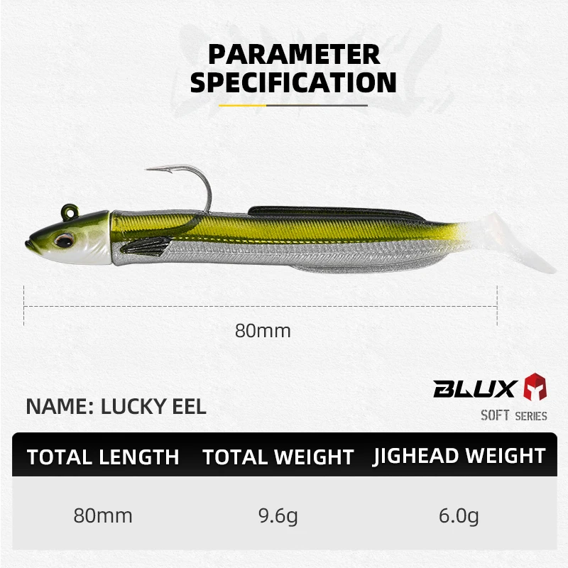 BLUX Mini Happy Sandeel vinilos cola de pala jig head plomado - imagen 2