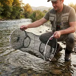 Trampa plegable de alambre y nailon para cangrejos y camarones