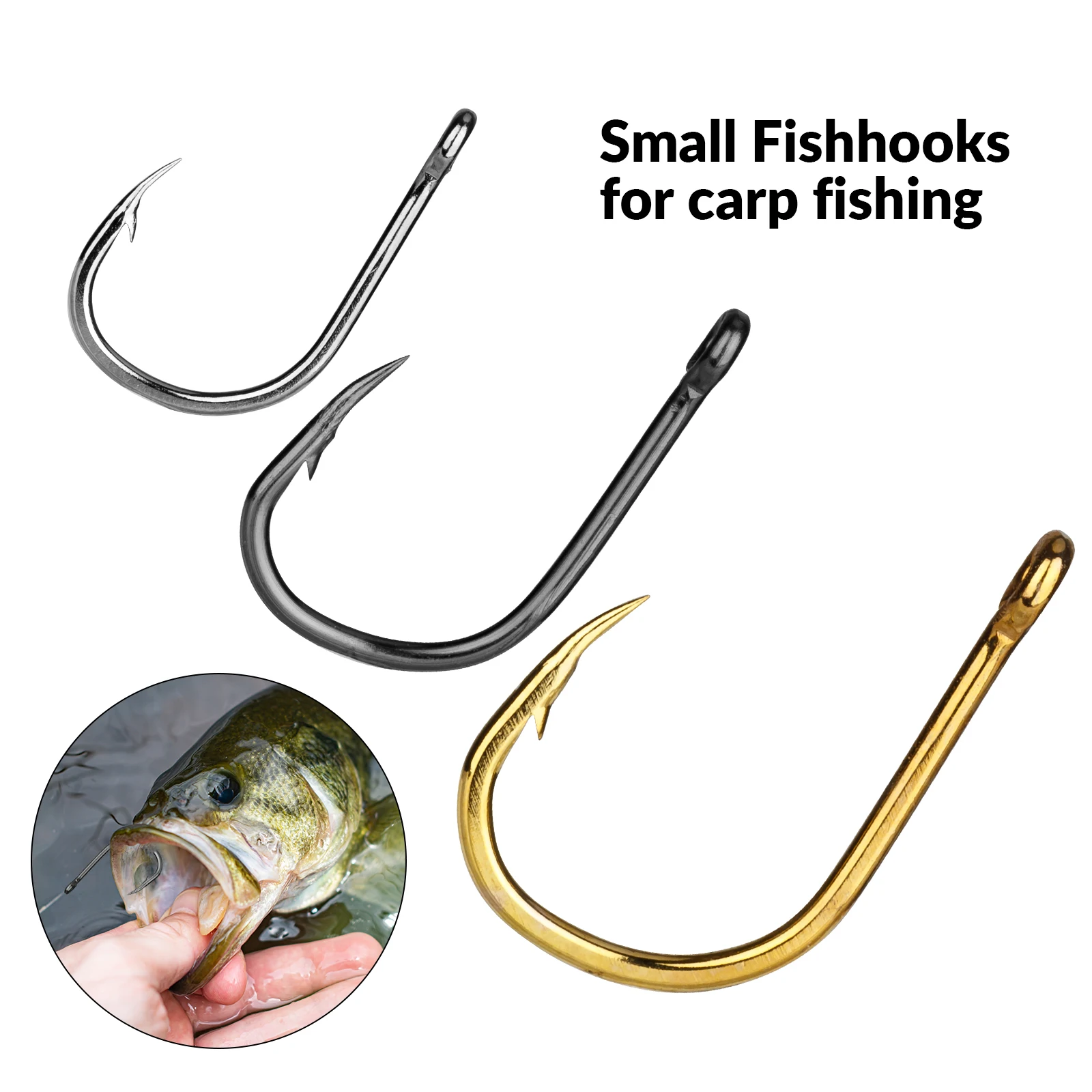THKFISH Anzuelos circulares para carpa - Acero carbono, dorado negro plateado - imagen 3