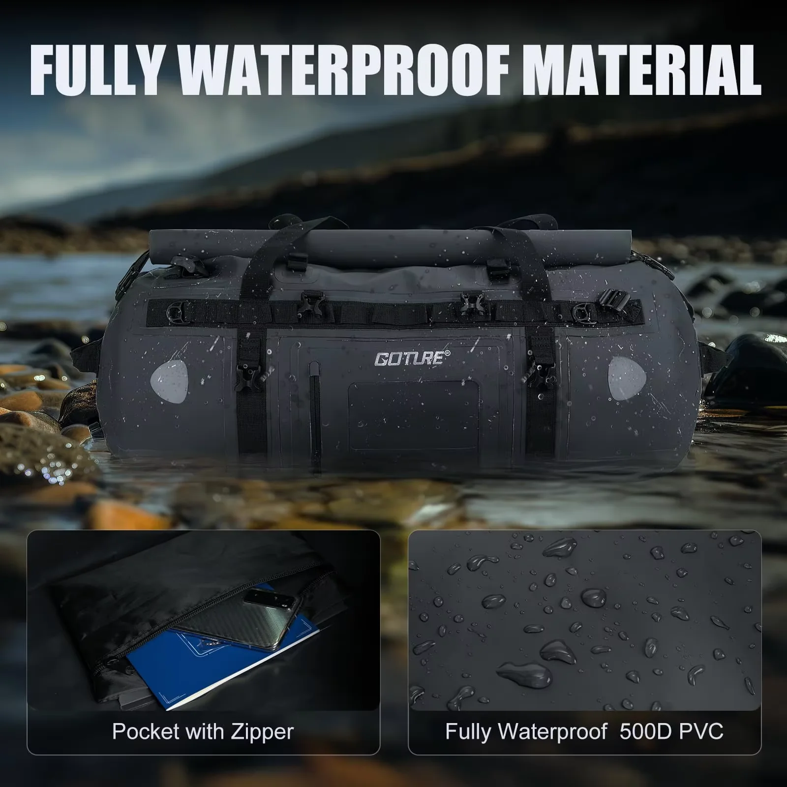 Bolsa impermeable para moto con soporte para cañas de pesca - imagen 3