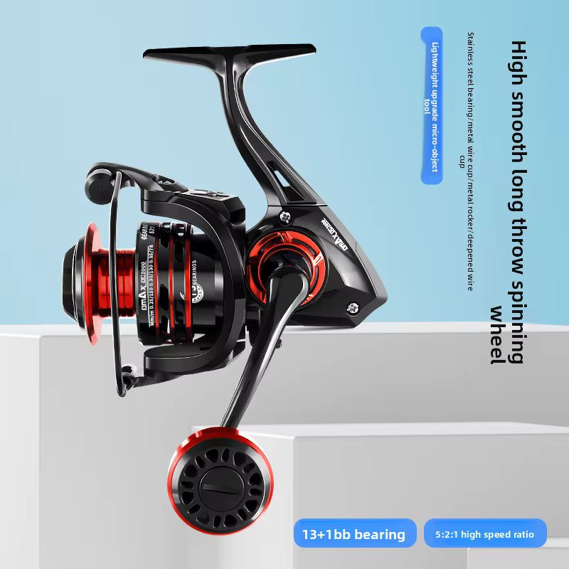 Carrete de pesca con bobina ancha y diseño aerodinámico