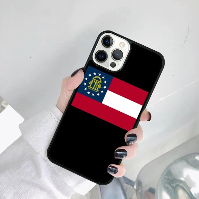 Vista lateral de funda iPhone con bandera de Georgia Krajews