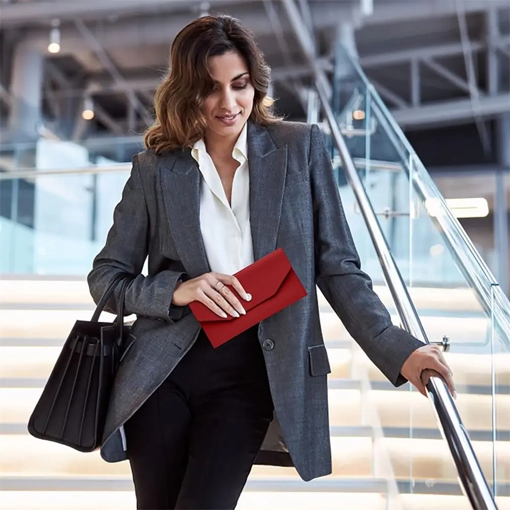 Cartera ultrafina de cuero PU para efectivo, tarjetero resistente