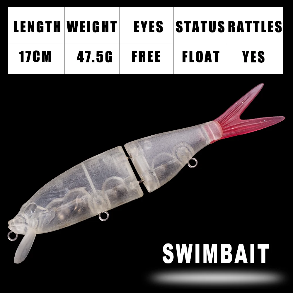Dr.Holife swimbait grande sin pintar en blanco – cola suave - imagen 2