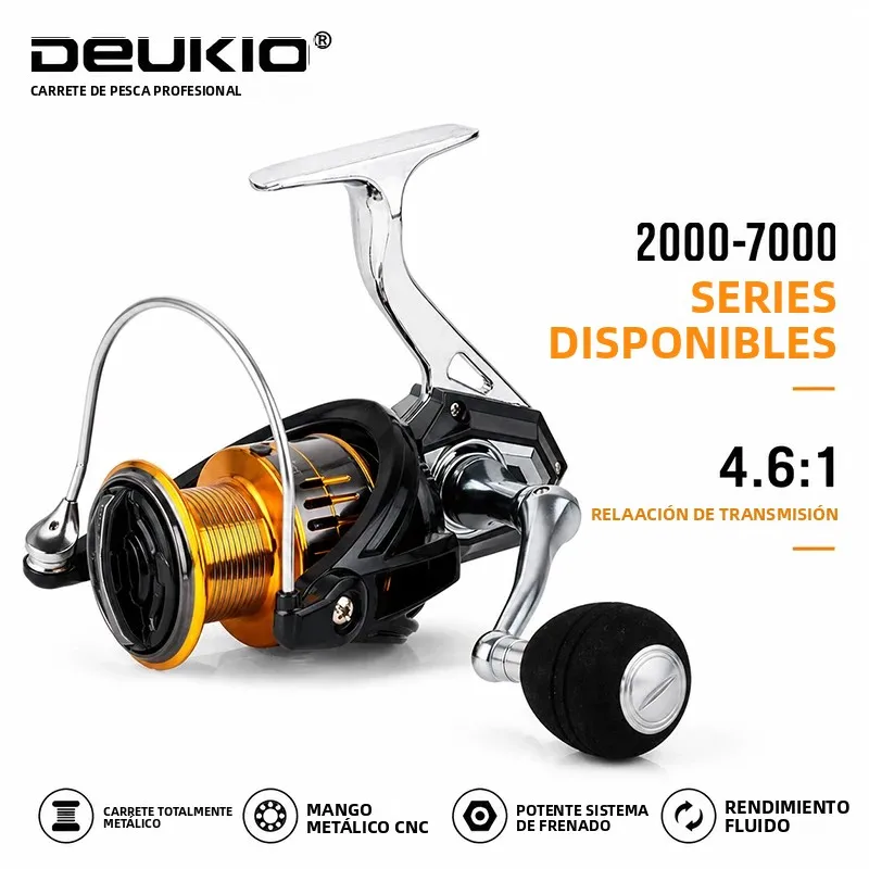 Carrete de pesca metálico DEUKIO para agua salada y dulce - imagen 5