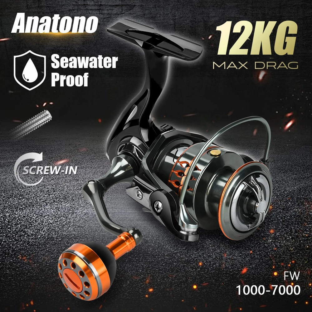 Carrete giratorio para pesca en agua salada