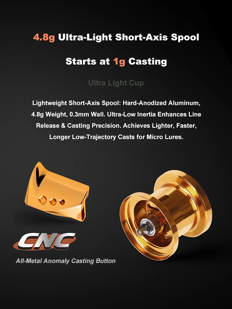 Carrete baitcasting ultraligero BFS CNC de aluminio, resistente mar - imagen 3