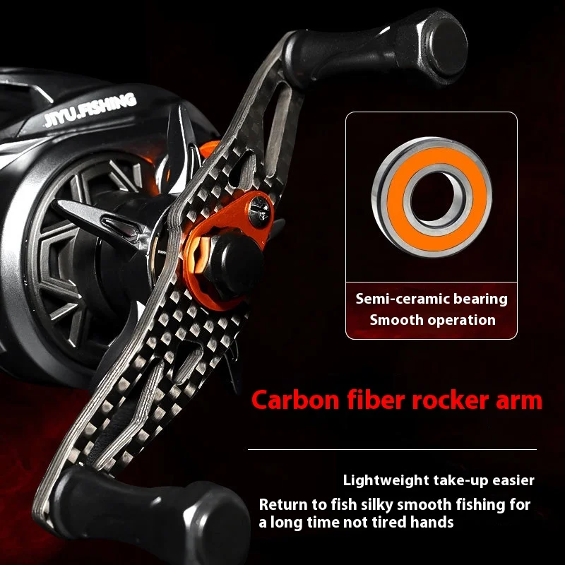 Carrete baitcasting Jiyu Poison 7.6:1 ligero de carbono magnético - imagen 3