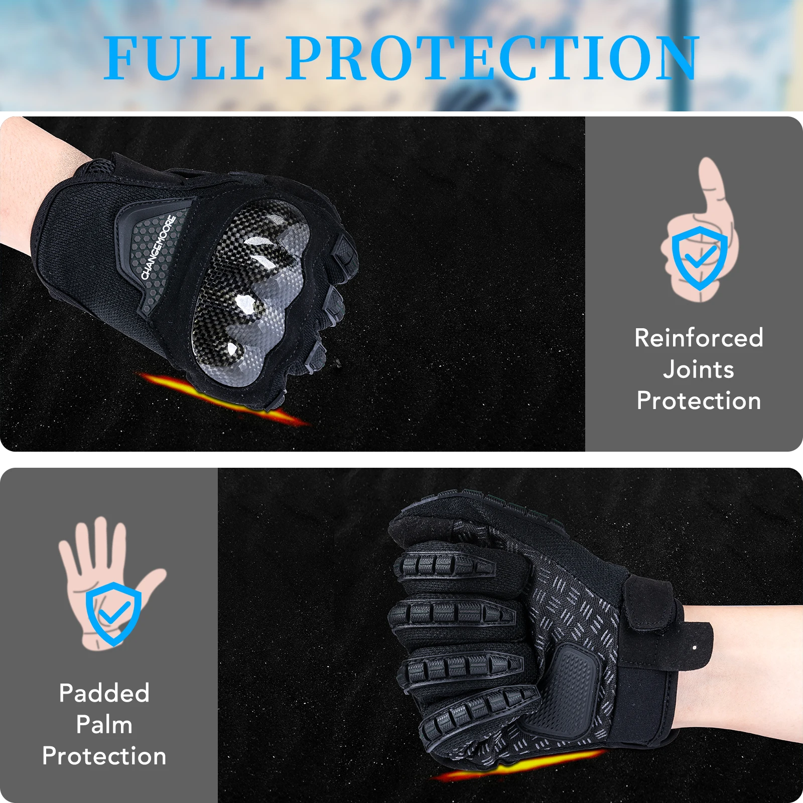 Guantes motocross con nudillos rígidos, táctil y protección - imagen 4