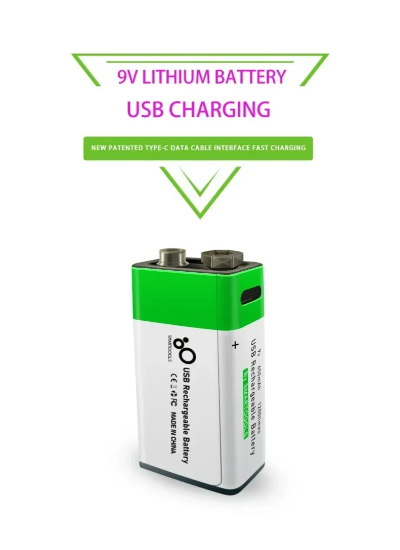 Carga USB-C de la batería 9V litio