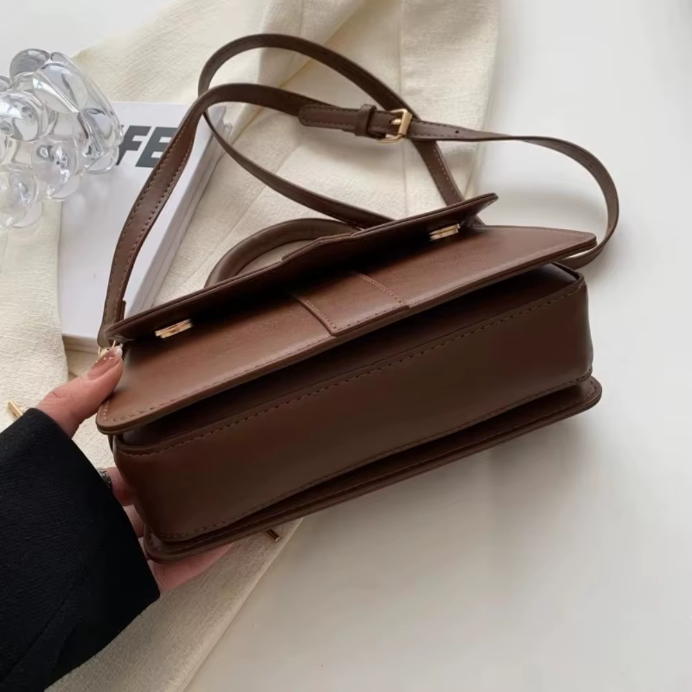 Bolso de hombro para mujer vintage de cuero PU cuadrado - imagen 2