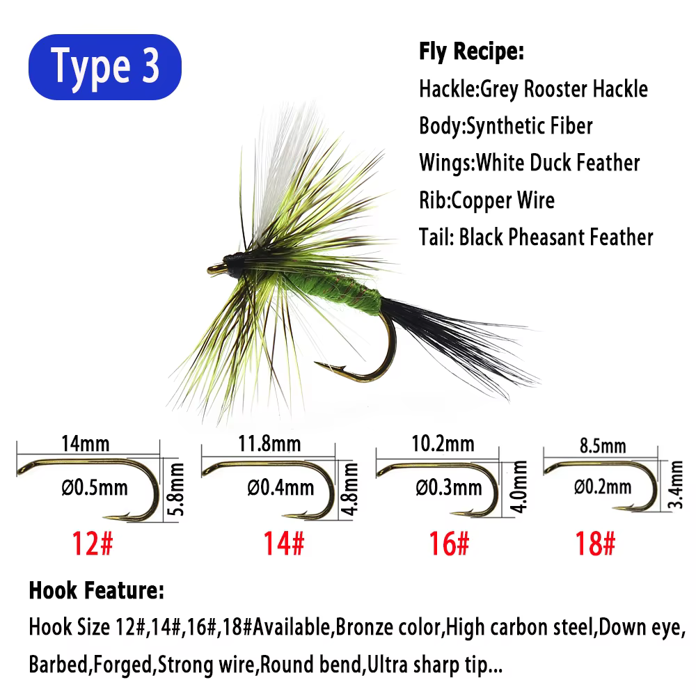 Wifreo ADS Moscas Secas para Trucha Hendrickson Mayfly Caddis - imagen 3