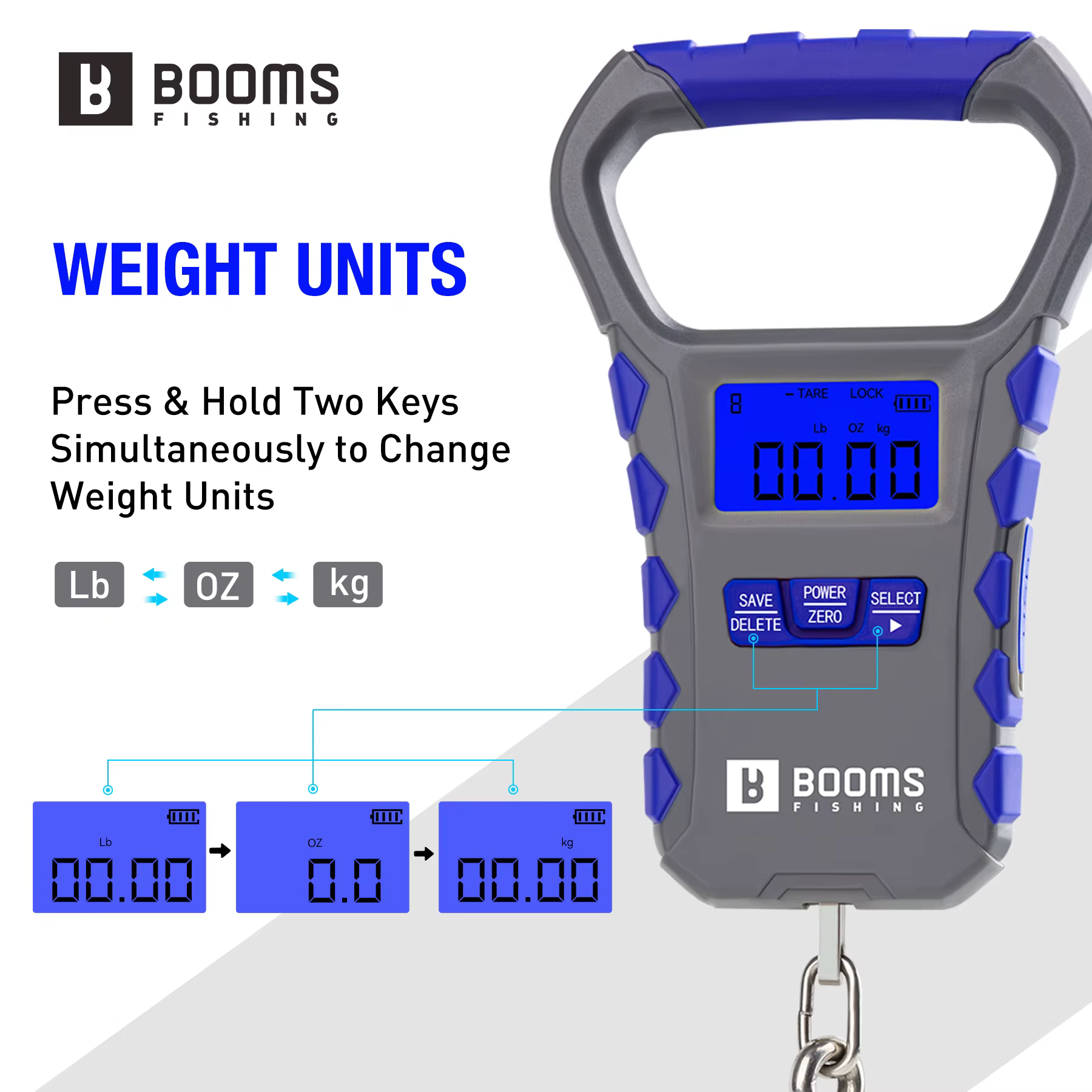 Booms Fishing XW50 Báscula digital pesca LCD recargable portátil - imagen 5