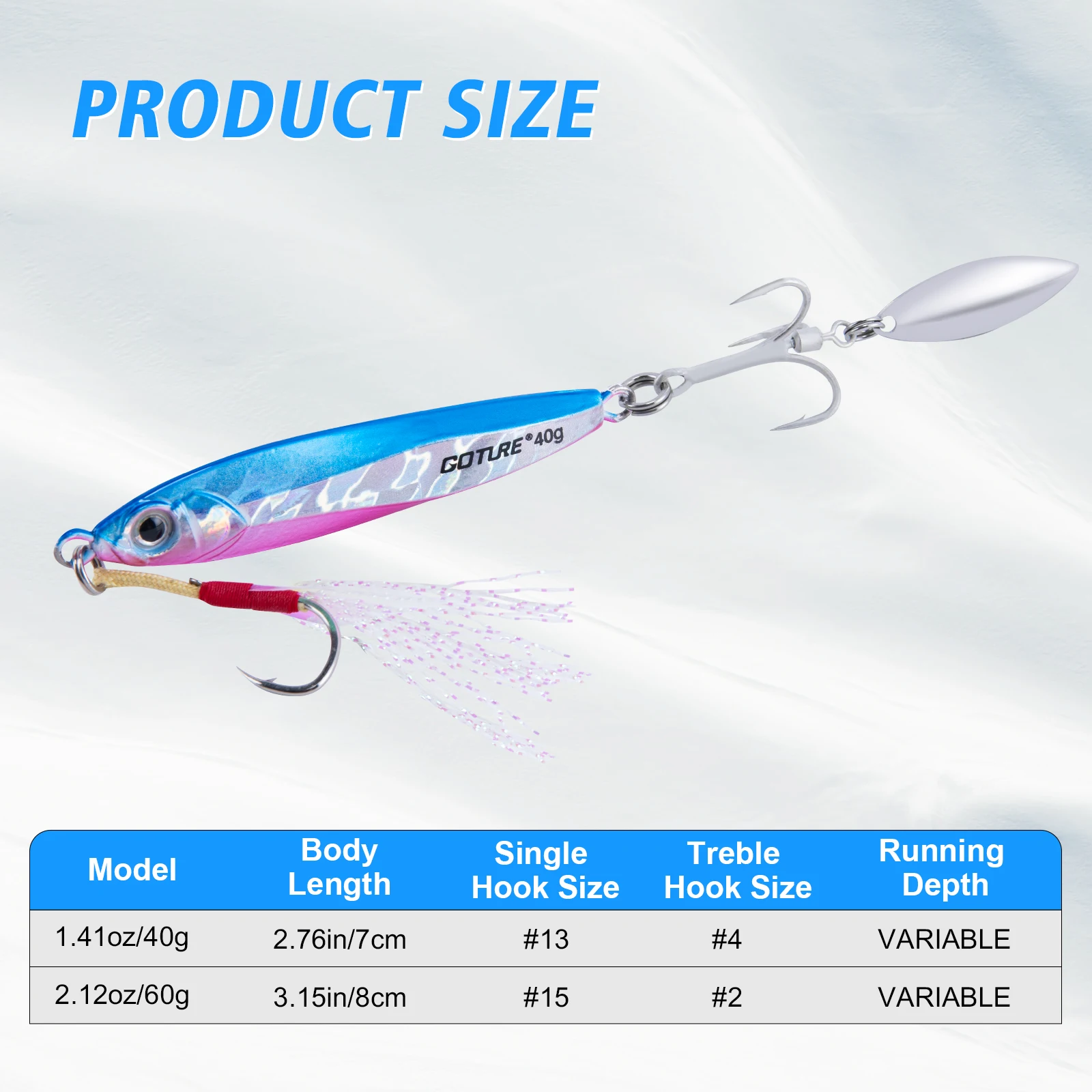 Goture Señuelo Jig Metálico para Pesca desde Costa - Cola giratoria - imagen 3