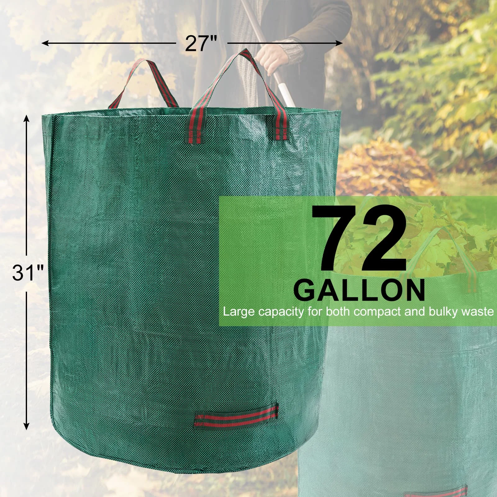 Bolsa plegable para residuos de jardín en uso