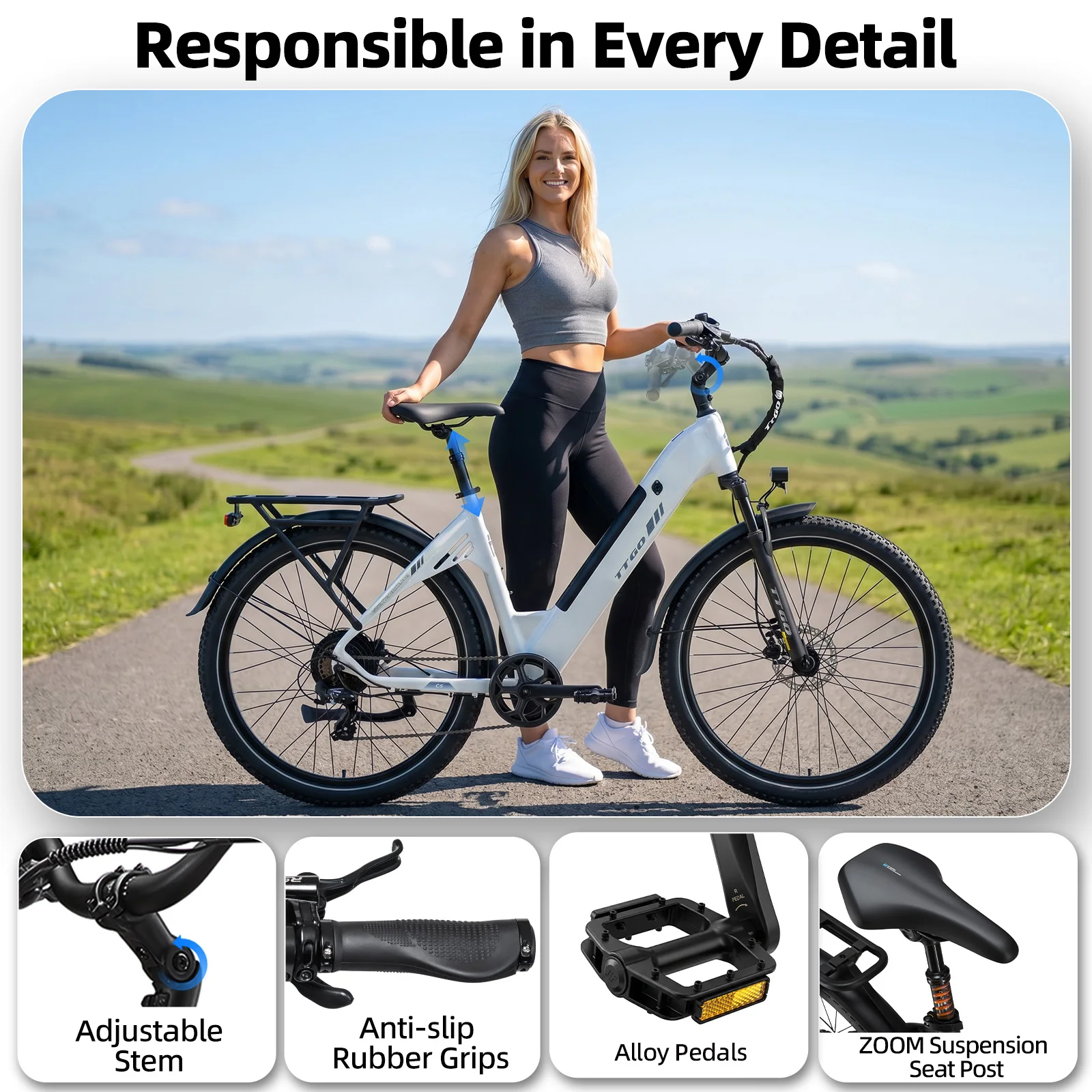 TTGO C5 Bicicleta eléctrica con frenos hidráulicos, LCD y suspensión